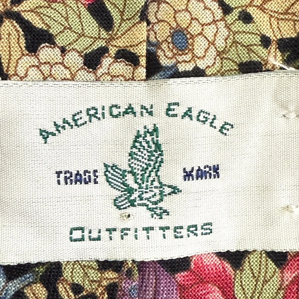 American Eagle Outfitters Mens Necktie 100% Cotton Retro Floral Traditional Work